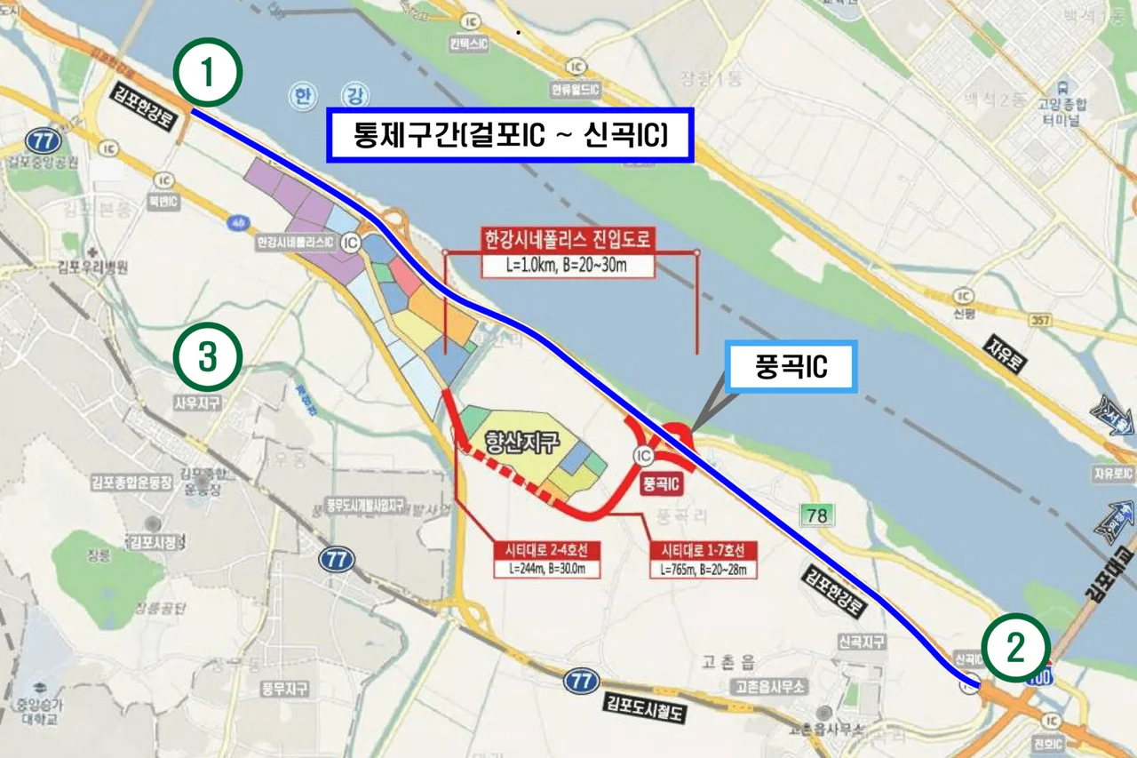 Geolpo Gimpo Han River Road Geolpo IC~Singok IC, Full Control During Late ...